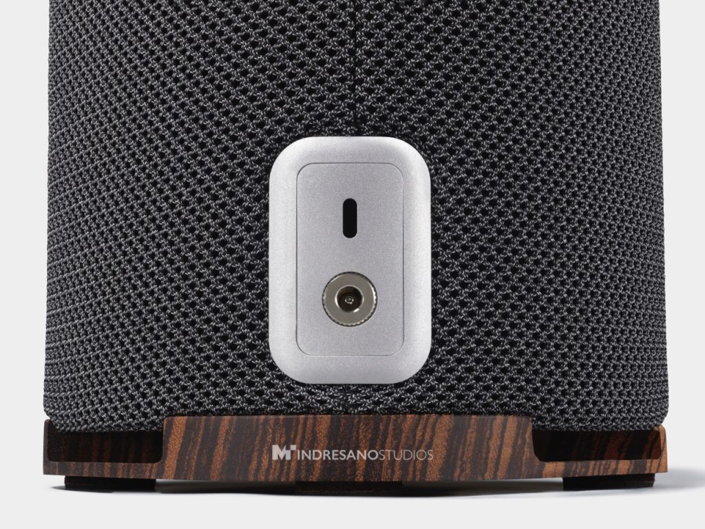 detailed shot of speaker bass port design